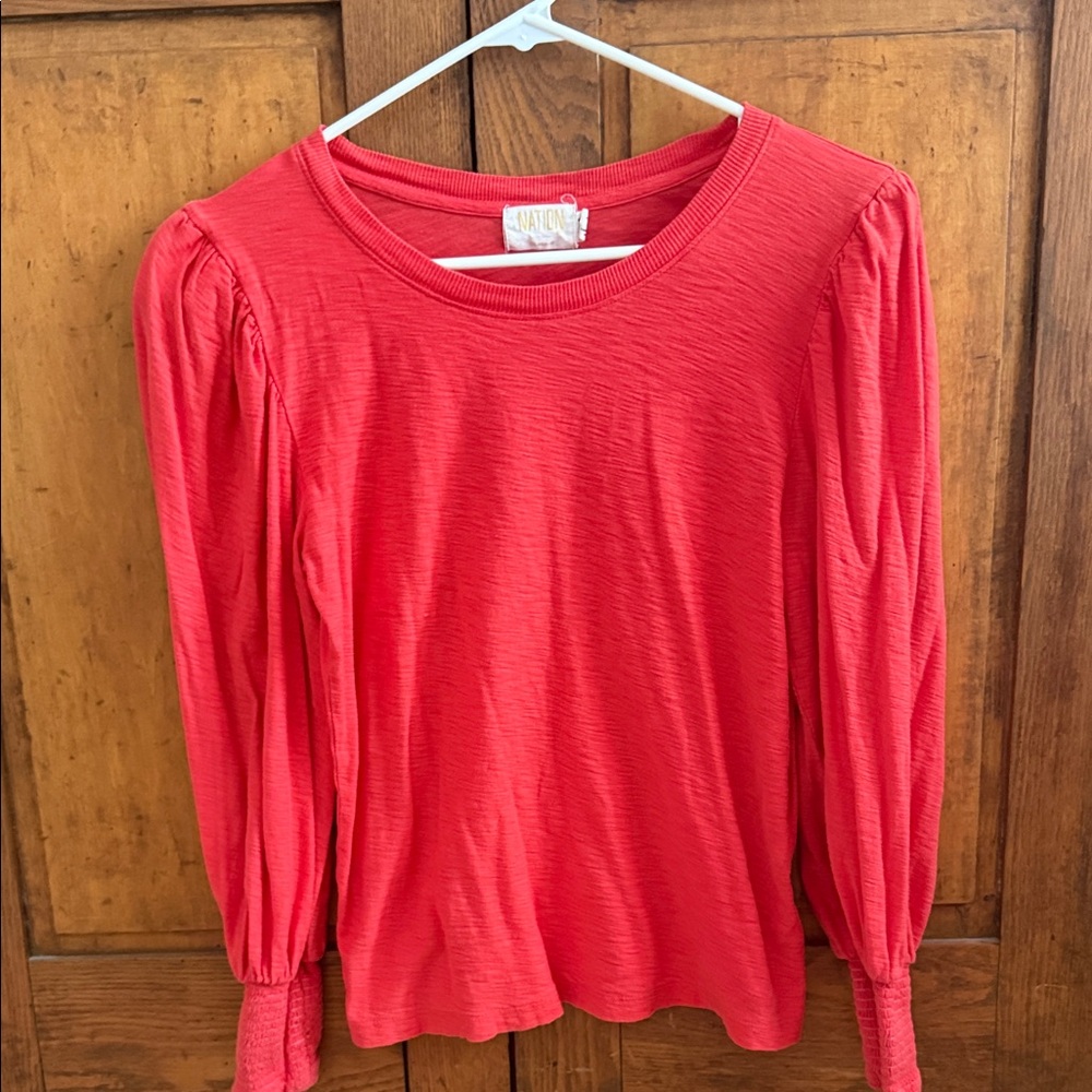 Nation LTD Vibrant Burnt Orange 🍊 Loren Smocked tee
